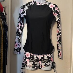 2pc long sleeve and shorts size S swimwear